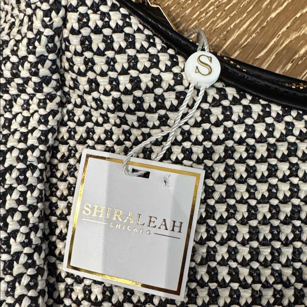 Shiraleah Black & White Woven Knot Handle Shoulder Bag NWT - Picture 3 of 5